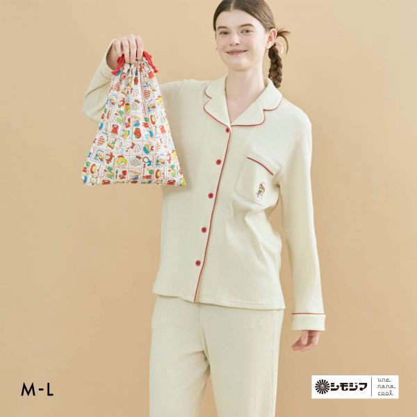 ウンナナクール une nana cool 綿100％ 開襟ワッフルパジャマ パジャマ MADE WITH シモジマ ルームウェア 上下セット 長袖 レディース