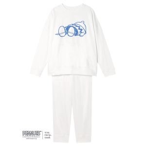 ウンナナクール 綿100PEANUTS × une nana cool やわらか裏毛パジャマ ルームウェア スヌーピー 上下セット 長袖 レディース une nana cool