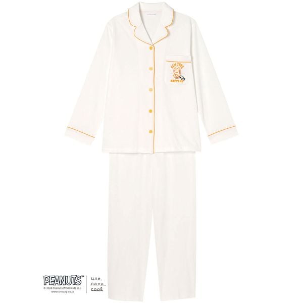 ウンナナクール 綿100 PEANUTS × une nana cool ハイゲージ天竺パジャマ ルームウェア スヌーピー 上下セット 長袖 レディース une nana cool