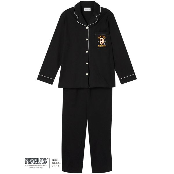 ウンナナクール 綿100 PEANUTS × une nana cool ハイゲージ天竺パジャマ ルームウェア スヌーピー 上下セット 長袖 レディース une nana cool