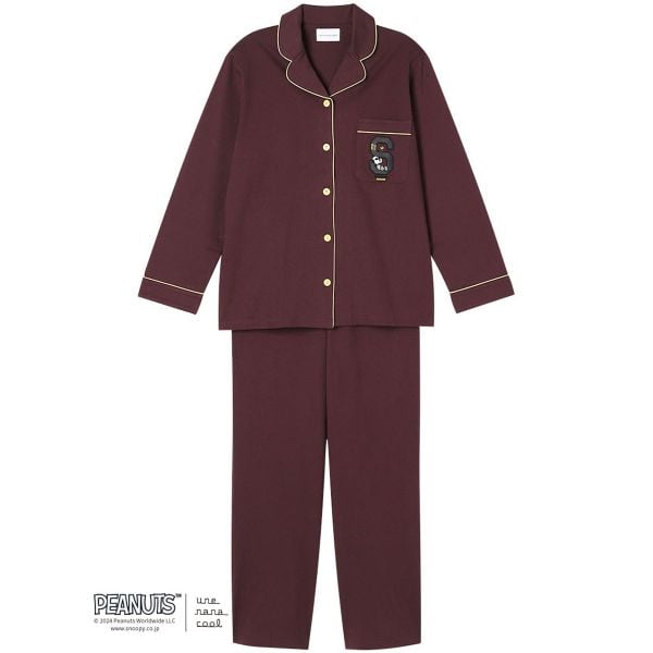 ウンナナクール 綿100 PEANUTS × une nana cool ハイゲージ天竺パジャマ ルームウェア スヌーピー 上下セット 長袖 レディース une nana cool
