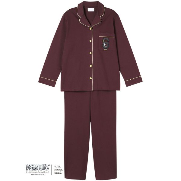 ウンナナクール 綿100 PEANUTS × une nana cool ハイゲージ天竺パジャマ ルームウェア スヌーピー 上下セット 長袖 レディース une nana cool