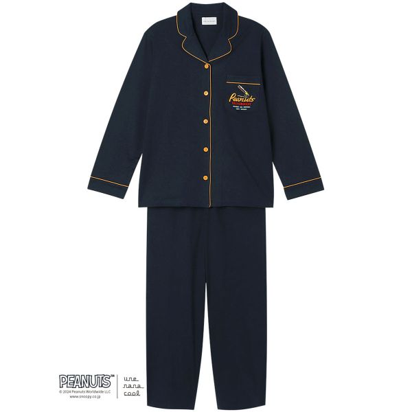 ウンナナクール 綿100 PEANUTS × une nana cool ハイゲージ天竺パジャマ ルームウェア スヌーピー 上下セット 長袖 レディース une nana cool