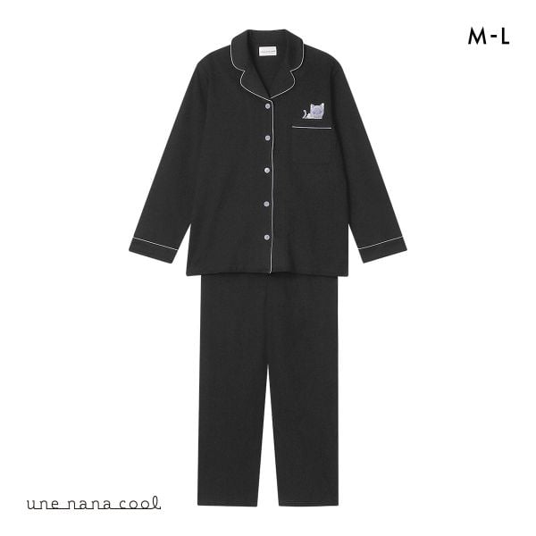 ウンナナクール 魔女の猫パジャマ 綿100％ ルームウェア 上下セット 長袖 レディース une nana cool
