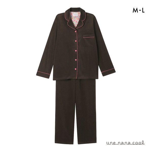 ウンナナクール なめらかパイルパジャマ MADE WITH LIBERTY FABRIC ルームウェア 上下セット 長袖 レディース une nana cool