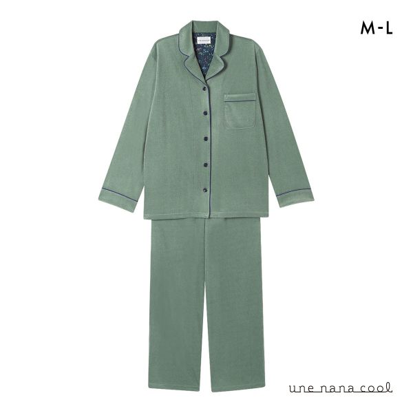ウンナナクール なめらかパイルパジャマ MADE WITH LIBERTY FABRIC ルームウェア 上下セット 長袖 レディース une nana cool