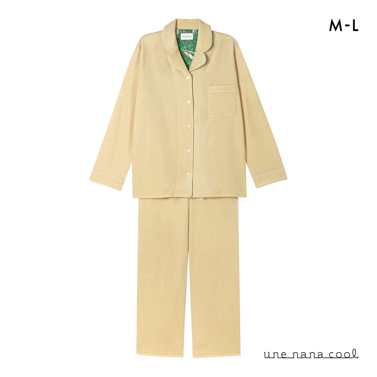 ウンナナクール なめらかパイルパジャマ MADE WITH LIBERTY FABRIC ルームウェア 上下セット 長袖 レディース une nana cool(YE-イエロー-M)