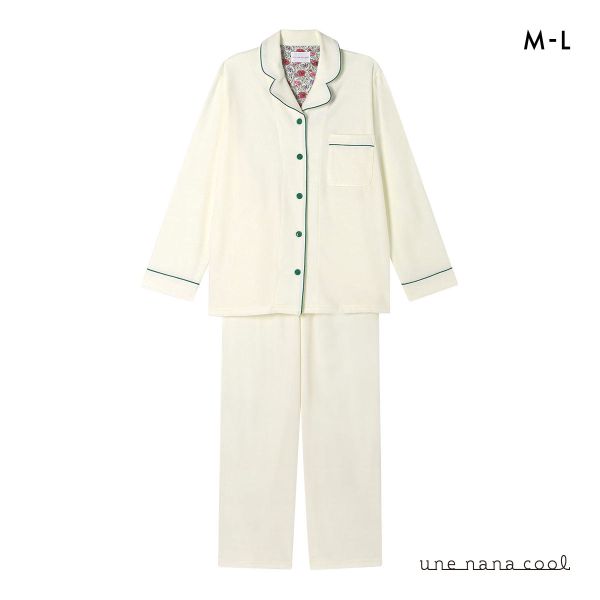 ウンナナクール なめらかパイルパジャマ MADE WITH LIBERTY FABRIC ルームウェア 上下セット 長袖 レディース une nana cool