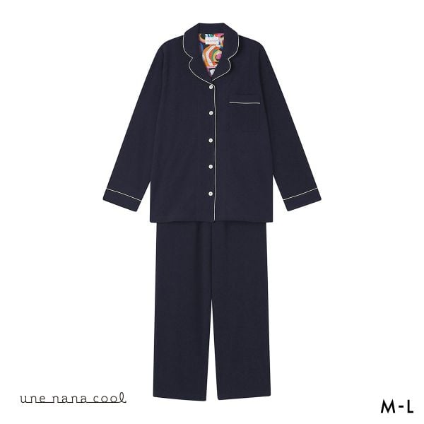 ウンナナクール 綿混 コットンパイルパジャマ MADE WITH LIBERTY FABRIC ルームウェア 上下セット 長袖 レディース une nana cool
