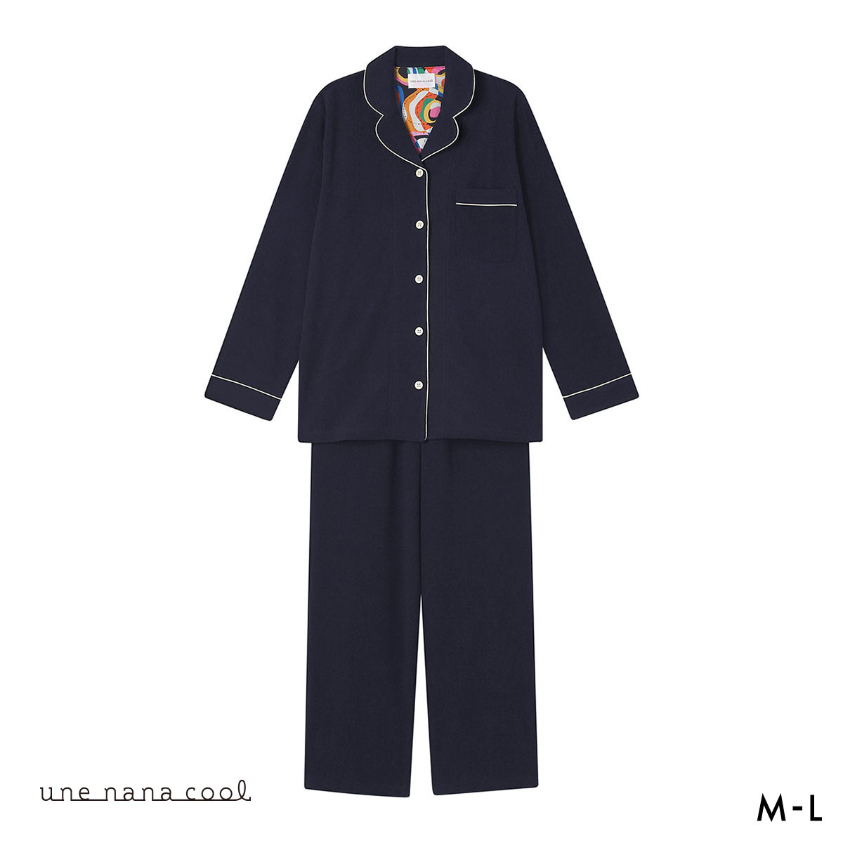 ウンナナクール 綿混 コットンパイルパジャマ MADE WITH LIBERTY FABRIC ルームウェア 上下セット 長袖 レディース une nana cool(KO-コン-M)