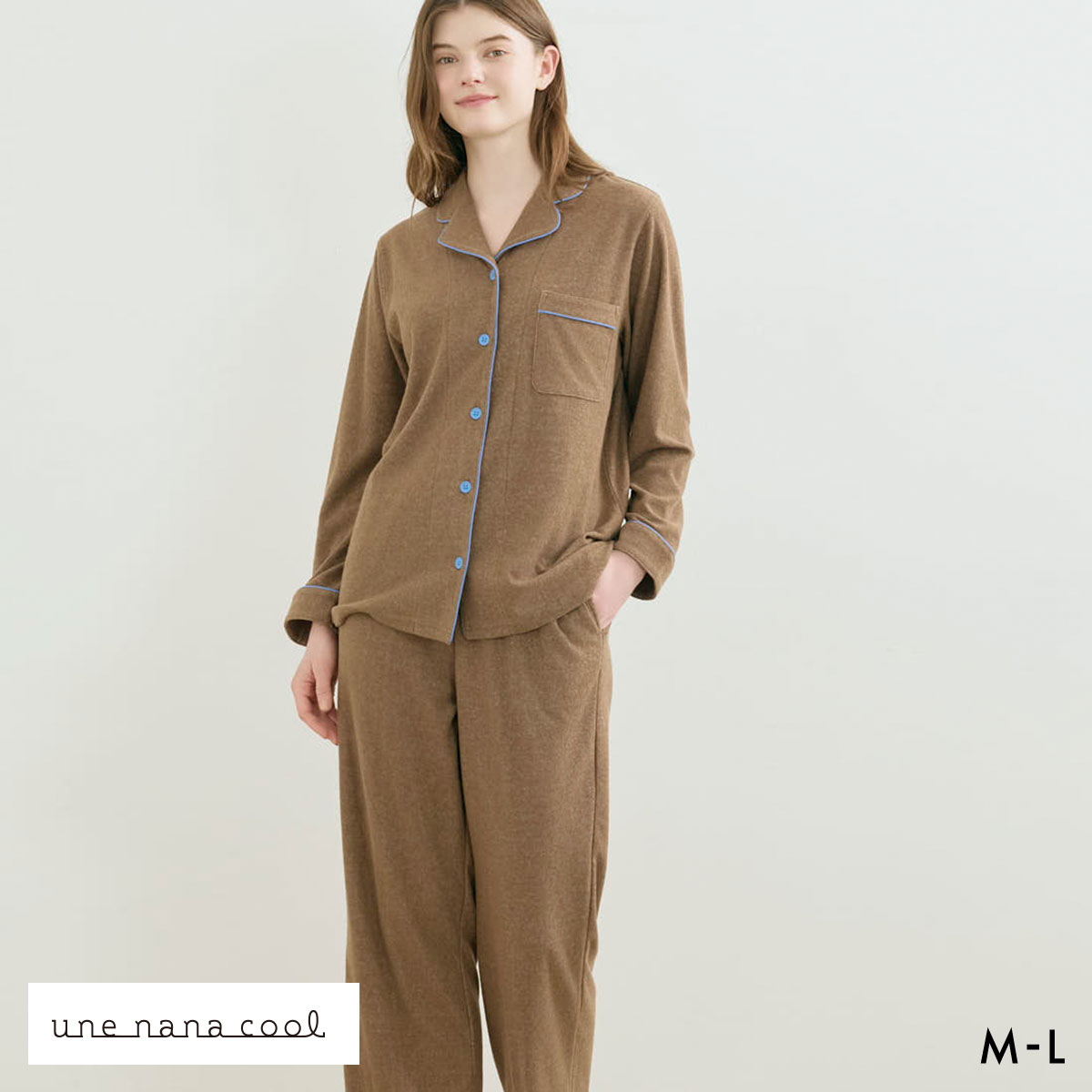 ウンナナクール 綿混 コットンパイルパジャマ MADE WITH LIBERTY FABRIC ルームウェア 上下セット 長袖 レディース une nana cool