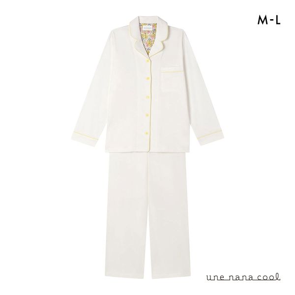 ウンナナクール 綿100 なめらかハイゲージ天竺パジャマ MADE WITH LIBERTY FABRIC ルームウェア 上下セット 長袖 レディース une nana cool