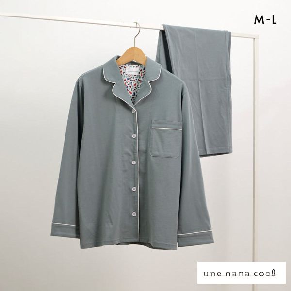 ウンナナクール 綿100 なめらかハイゲージ天竺パジャマ MADE WITH LIBERTY FABRIC ルームウェア 上下セット 長袖 レディース une nana cool