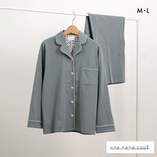 ウンナナクール 綿100 なめらかハイゲージ天竺パジャマ MADE WITH LIBERTY FABRIC ルームウェア 上下セット 長袖 レディース une nana cool