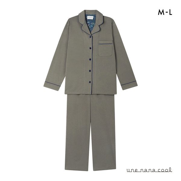 ウンナナクール 綿100 なめらかハイゲージ天竺パジャマ MADE WITH LIBERTY FABRIC ルームウェア 上下セット 長袖 レディース une nana cool