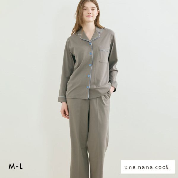ウンナナクール 綿100 なめらかハイゲージ天竺パジャマ MADE WITH LIBERTY FABRIC ルームウェア 上下セット 長袖 レディース une nana cool