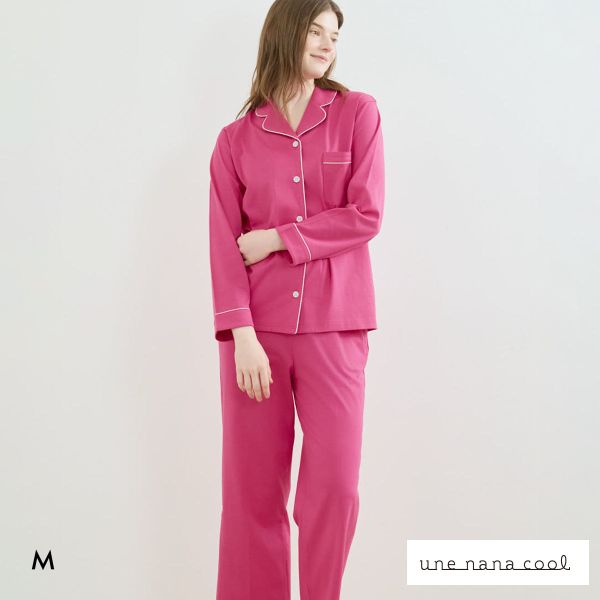 ウンナナクール 綿100％ 40/2コーマ天竺シルケットパジャマ MADE WITH LIBERTY FABRIC ルームウェア 上下セット 長袖 une nana cool