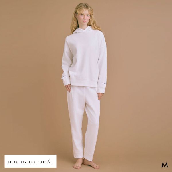 ウンナナクール 綿混 あくびのお嬢さんの裏毛フーディー ルームウェア パジャマ 上下セット レディース une nana cool