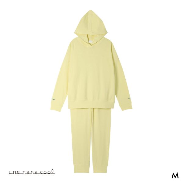 ウンナナクール 綿混 あくびのお嬢さんの裏毛フーディー ルームウェア パジャマ 上下セット レディース une nana cool