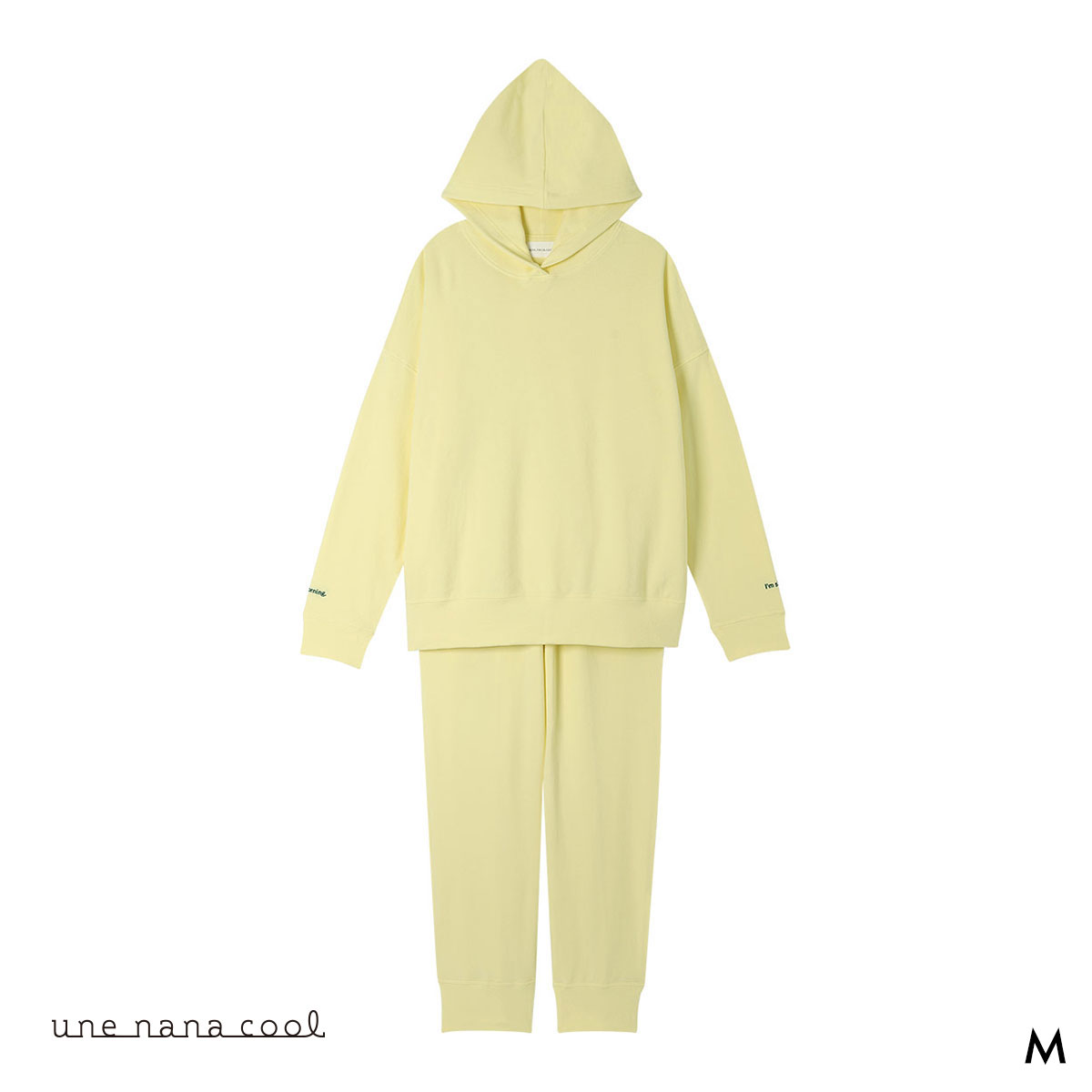 ウンナナクール 綿混 あくびのお嬢さんの裏毛フーディー ルームウェア パジャマ 上下セット レディース une nana cool(YE-イエロー-M)