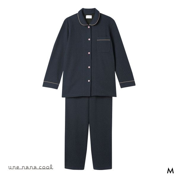 ウンナナクール 綿混 丸襟ぽこぽこ New Year パジャマ ルームウェア 上下セット 長袖 レディース une nana cool