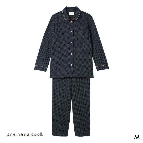 ウンナナクール 綿混 丸襟ぽこぽこ New Year パジャマ ルームウェア 上下セット 長袖 レディース une nana cool
