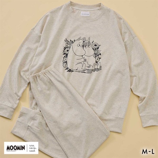 ウンナナクール MOOMIN × une nana cool 綿100％ 杢天竺長袖パジャマ ルームウェア パジャマ 上下セット 長袖 レディース