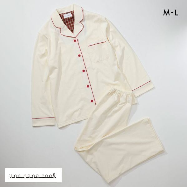 ウンナナクール 綿混 なめらか天竺パジャマ ルームウェア 上下セット 長袖 レディース une nana cool