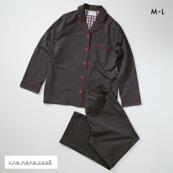 ウンナナクール 綿混 なめらか天竺パジャマ ルームウェア 上下セット 長袖 レディース une nana cool