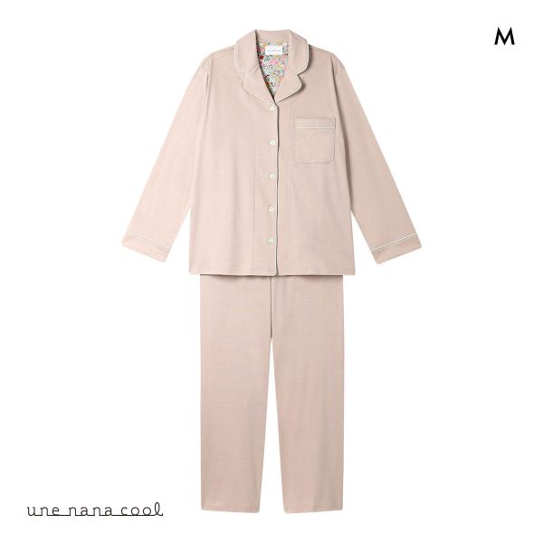 ウンナナクール 綿100％ シルケットスムースパジャマ MADE WITH LIBERTY FABRIC ルームウェア パジャマ 上下セット 長袖 une nana cool