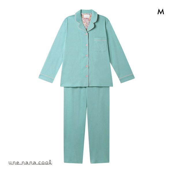 ウンナナクール 綿100％ シルケットスムースパジャマ MADE WITH LIBERTY FABRIC ルームウェア パジャマ 上下セット 長袖 une nana cool