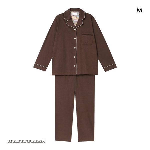 ウンナナクール 綿100％ シルケットスムースパジャマ MADE WITH LIBERTY FABRIC ルームウェア パジャマ 上下セット 長袖 une nana cool