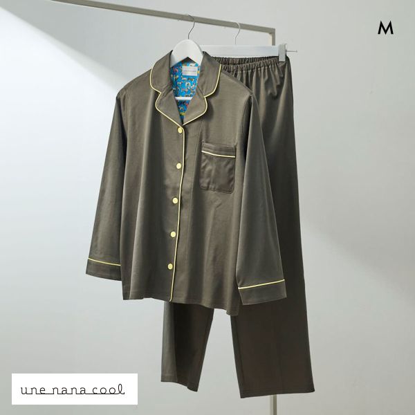 ウンナナクール 綿100％ シルケットスムースパジャマ MADE WITH LIBERTY FABRIC ルームウェア パジャマ 上下セット 長袖 une nana cool