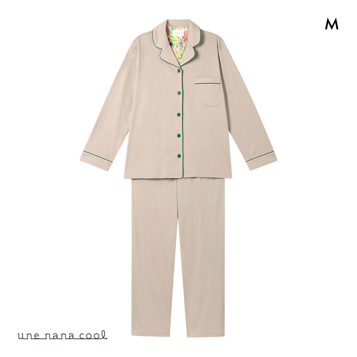 ウンナナクール パジャマ ルームウェア セット販売 美品 ウンナナクール 綿100％ シルケットスムースパジャマ MADE WITH