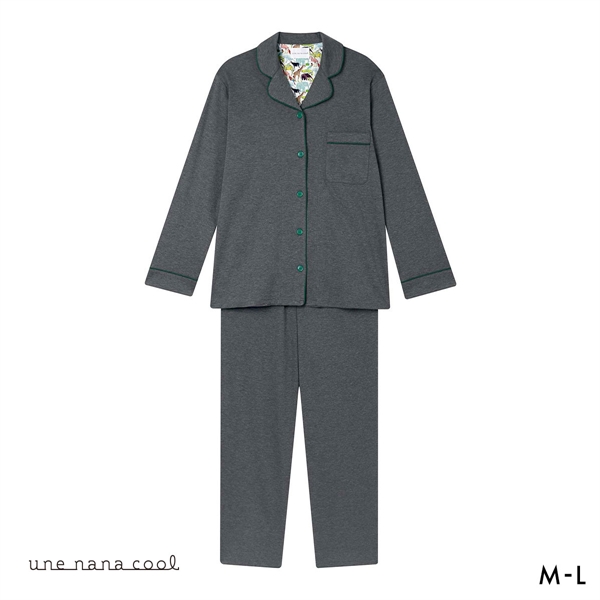 ウンナナクール 綿100％ 60/1 シルケットスムースパジャマ 長袖開襟 MADE WITH LIBERTY FABRIC ルームウェア パジャマ une nana cool