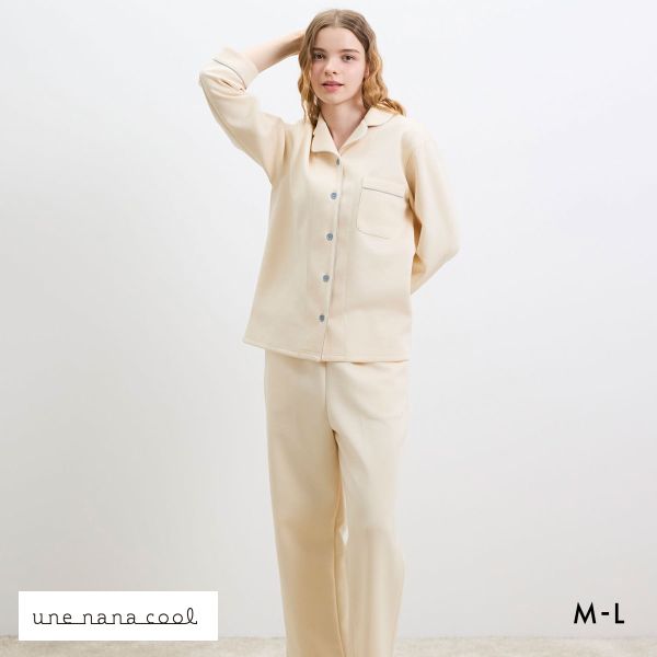 ウンナナクール 綿混 ハイゲージダブルエアー 長袖開襟パジャマ MADE WITH LIBERTY FABRIC ルームウェア パジャマ 上下セット une nana cool