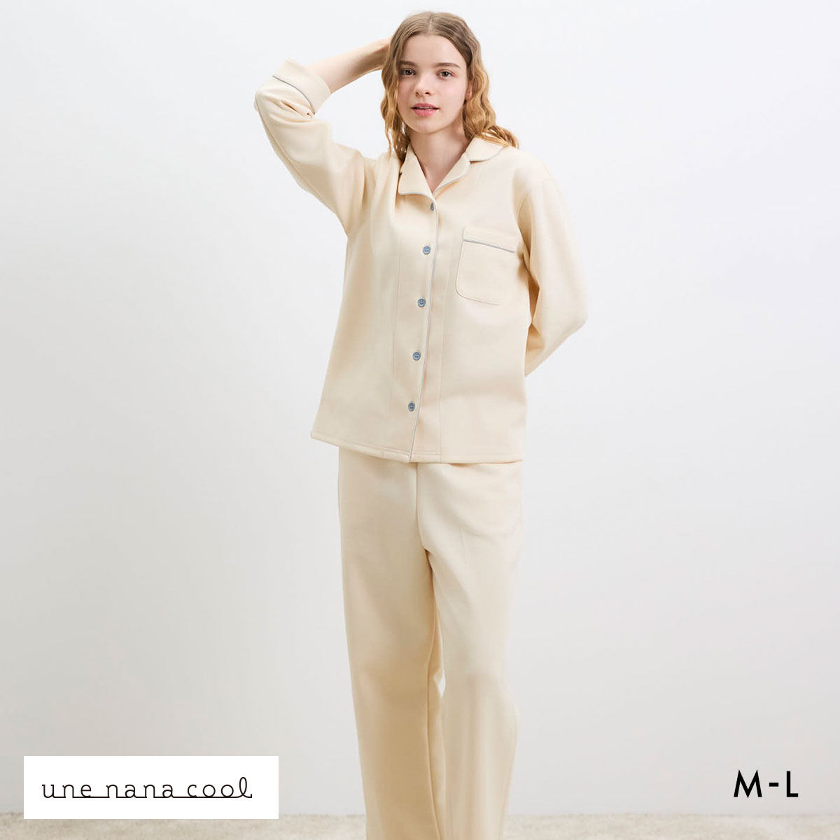 ウンナナクール 綿混 ハイゲージダブルエアー 長袖開襟パジャマ MADE WITH LIBERTY FABRIC ルームウェア パジャマ 上下セット une nana cool