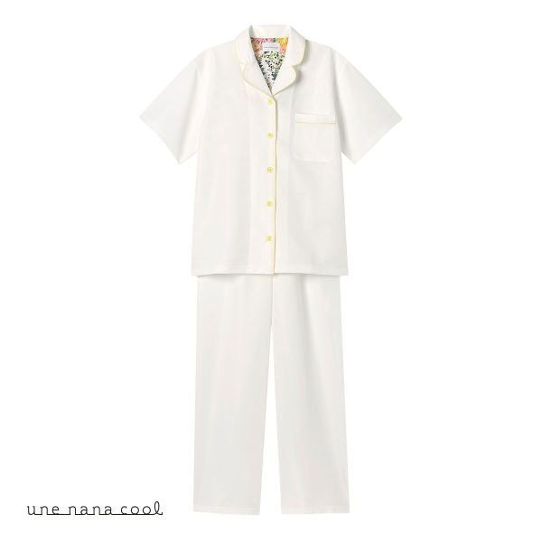 ウンナナクール une nana cool 綿混 さらっとした肌あたり パジャマ MADE WITH LIBERTY FABRIC ルームウェア 上下セット 半袖 レディース