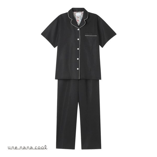 ウンナナクール une nana cool 綿混 さらっとした肌あたり パジャマ MADE WITH LIBERTY FABRIC ルームウェア 上下セット 半袖 レディース