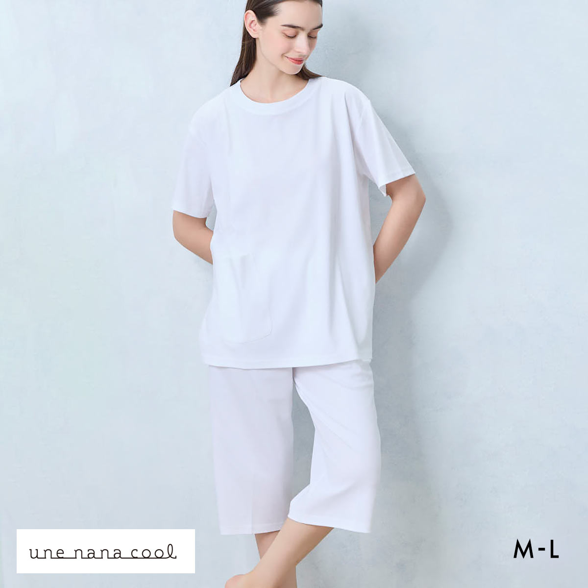ウンナナクール 綿100％ なめらかシルケットスムース半袖パジャマ MADE WITH LIBERTY FABRIC ルームウェア une nana cool(IV-アイボリー-M)