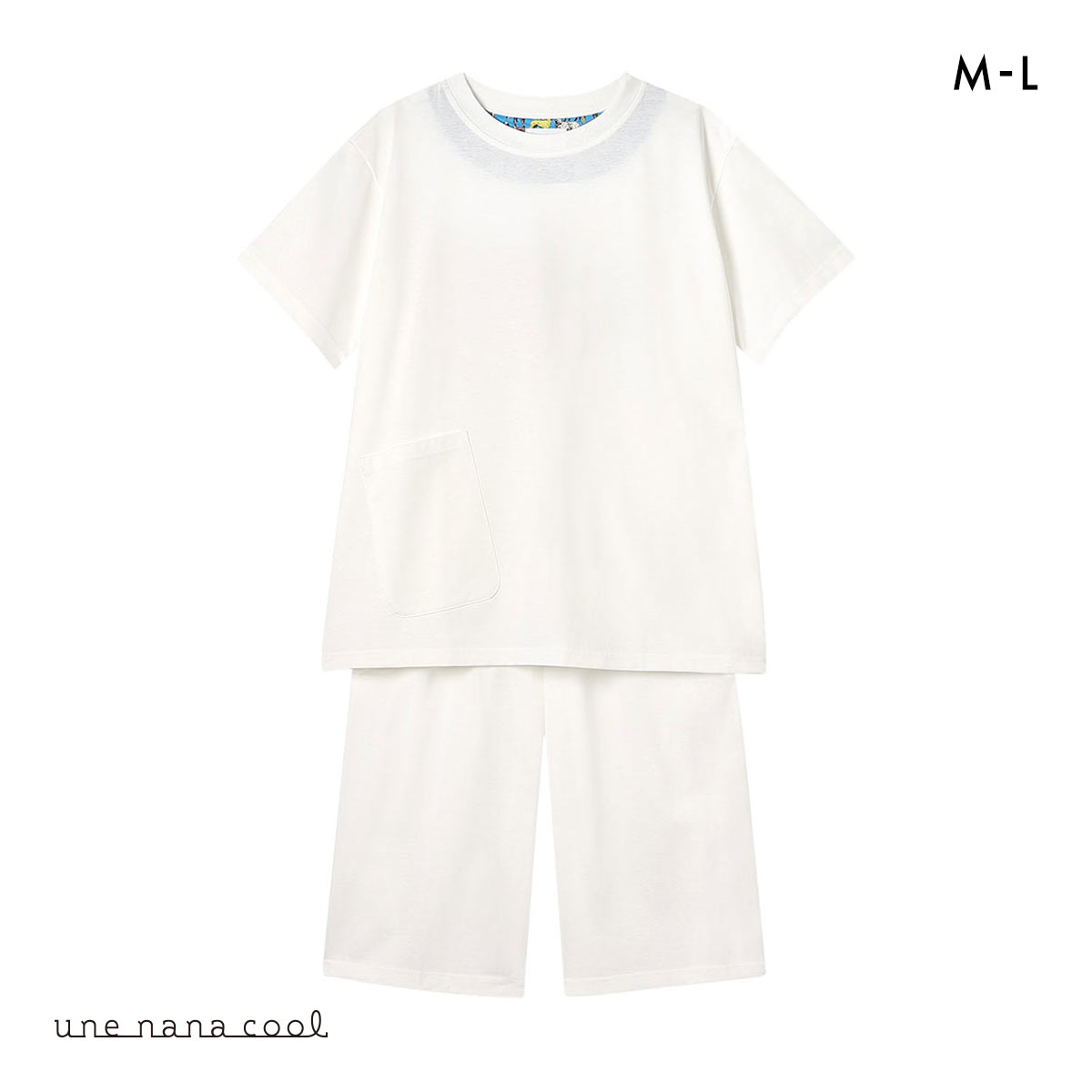 ウンナナクール 綿100％ シルケット天竺半袖パジャマ MADE WITH LIBERTY FABRIC ルームウェア パジャマ 上下セット une nana cool(IV-アイボリー-M)