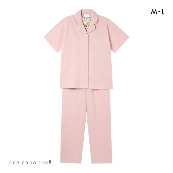ウンナナクール 綿混 両染ジャージ 半袖 パジャマ MADE WITH LIBERTY FABRIC ルームウェア 上下セット レディース une nana cool