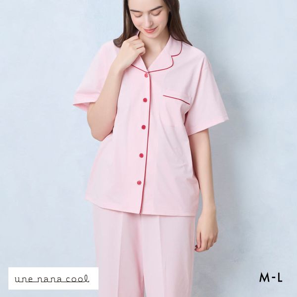 ウンナナクール 綿混 両染ジャージ 半袖 パジャマ MADE WITH LIBERTY FABRIC ルームウェア 上下セット レディース une nana cool