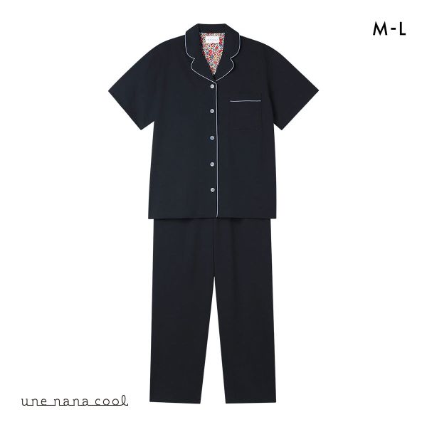 ウンナナクール 綿混 両染ジャージ 半袖 パジャマ MADE WITH LIBERTY FABRIC ルームウェア 上下セット レディース une nana cool