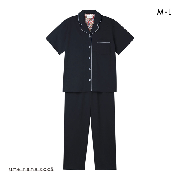 ウンナナクール 綿混 両染ジャージ 半袖 パジャマ MADE WITH LIBERTY FABRIC ルームウェア 上下セット レディース une nana cool