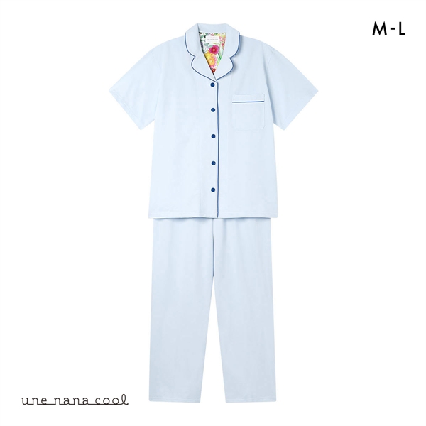 ウンナナクール 綿混 両染ジャージ 半袖 パジャマ MADE WITH LIBERTY FABRIC ルームウェア 上下セット レディース une nana cool