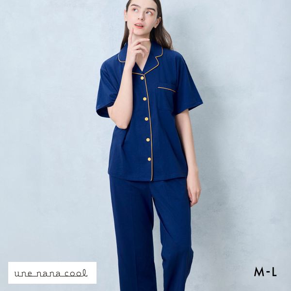 ウンナナクール 綿100％ 40ハイゲージ天竺半袖パジャマ MADE WITH LIBERTY FABRIC ルームウェア パジャマ 上下セット une nana cool