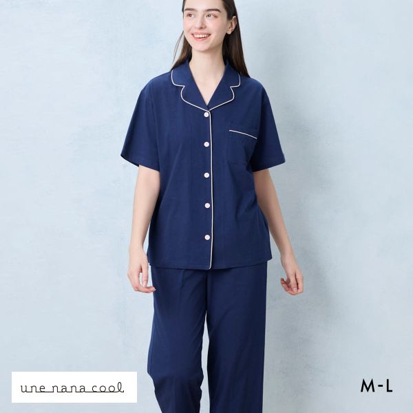 ウンナナクール 綿100％ 40ハイゲージ天竺半袖パジャマ MADE WITH LIBERTY FABRIC ルームウェア パジャマ 上下セット une nana cool