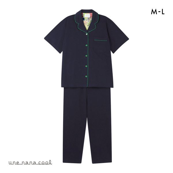 ウンナナクール 綿100％ 40ハイゲージ天竺半袖パジャマ MADE WITH LIBERTY FABRIC ルームウェア パジャマ 上下セット une nana cool