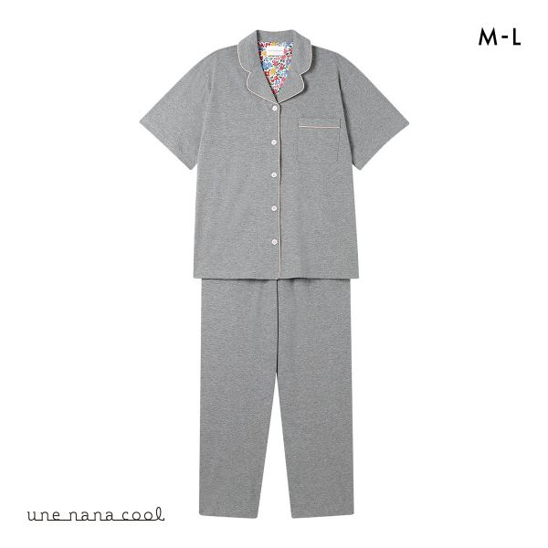 ウンナナクール 綿100％ 40ハイゲージ天竺半袖パジャマ MADE WITH LIBERTY FABRIC ルームウェア パジャマ 上下セット une nana cool